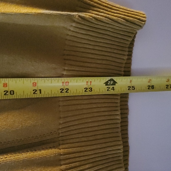 Womens Silk Blend Lightweight Green Yellow Minimalist Turtleneck Ribbed Sleeve - Picture 9 of 9